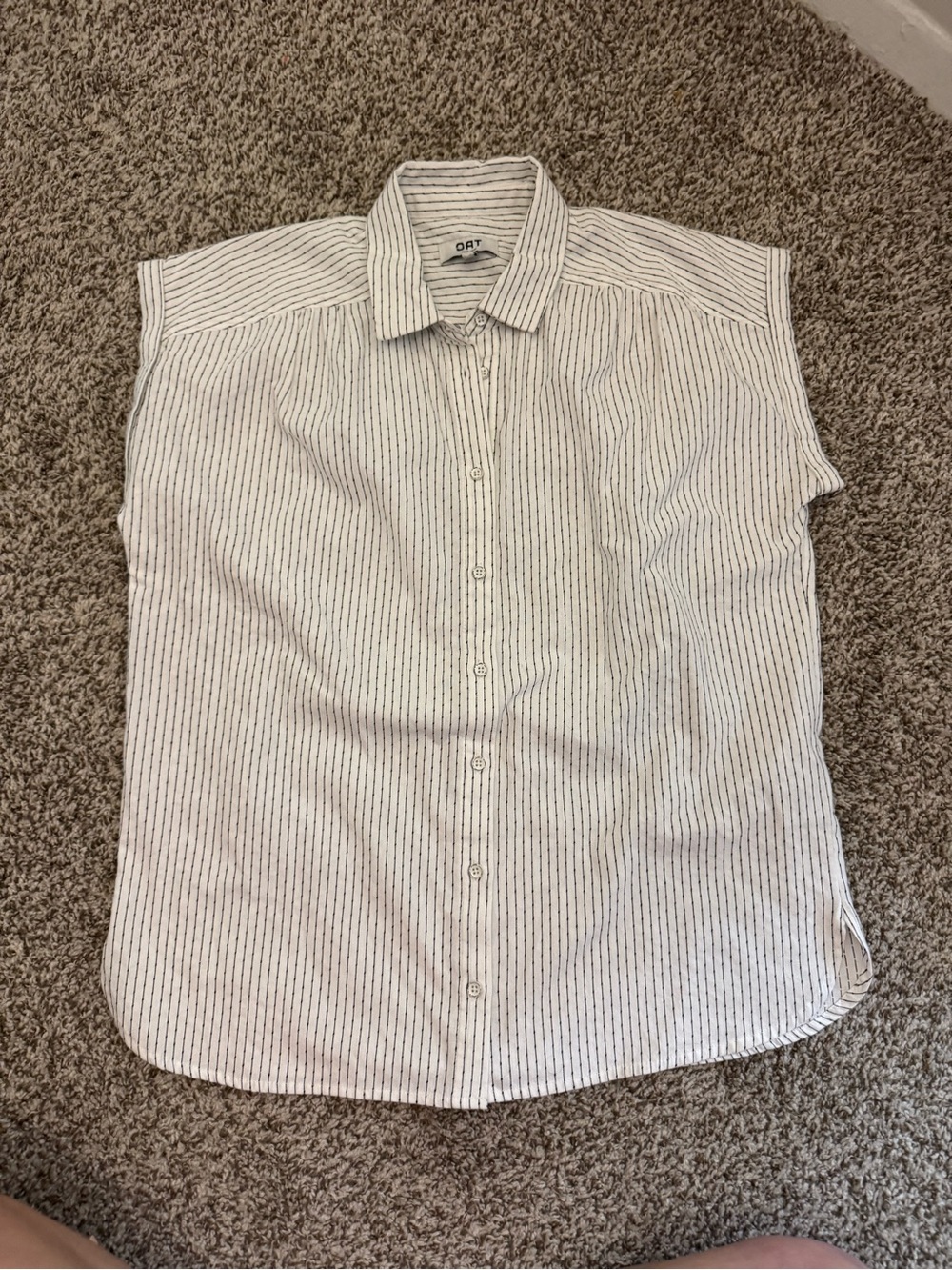 Oat New York White Tee with Black Pinstripes